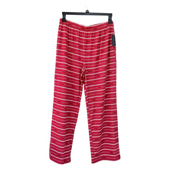 NWT Tommy Hilfiger Pajama Pants Women's Red Wide Leg Elastic Waist Size L Logo - Picture 1 of 4